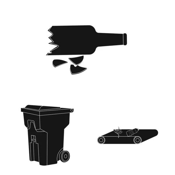 Ilustración vectorial de basura y letrero basura. Conjunto de basura y vector de residuos icono para stock . — Vector de stock