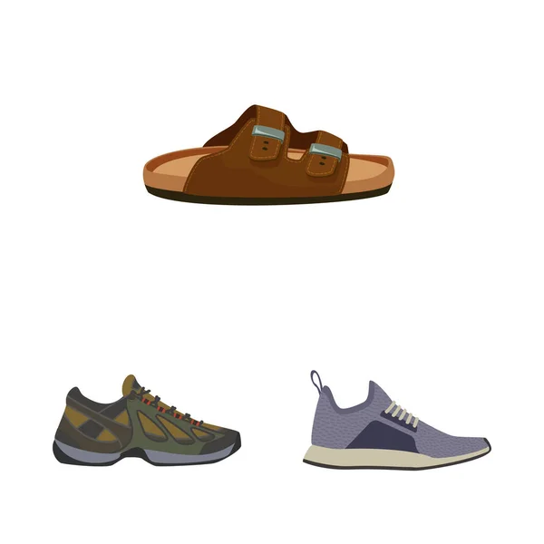 Illustration vectorielle du logo chaussure et chaussures. Ensemble d'illustration vectorielle de chaussure et de pied . — Image vectorielle