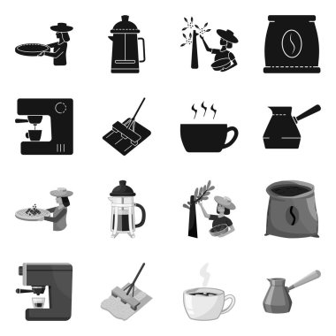 Süreç vektör tasarımı ve tarım logosu. Proses ve teknoloji stok vektör illüstrasyon seti.
