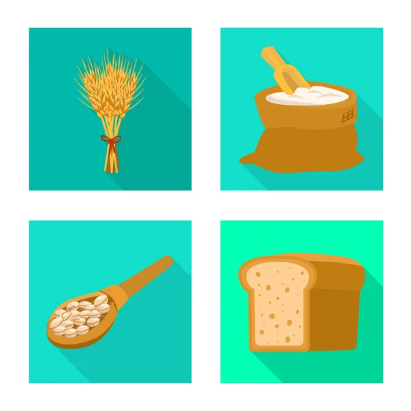 Illustrazione vettoriale del grano e del logo del raccolto. Set di grano e agricoltura stock simbolo per il web . — Vettoriale Stock