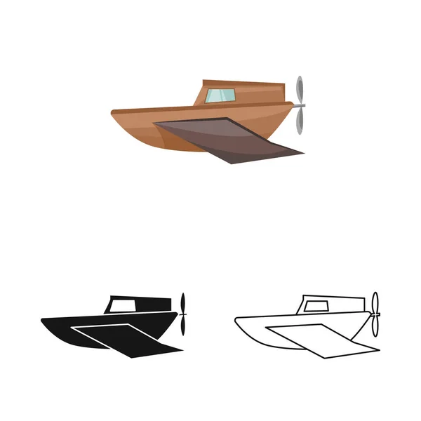Diseño vectorial de barco y símbolo antiguo. Elemento web de barco y el icono del vector de barco de motor para la acción . — Vector de stock