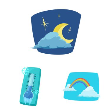 Hava ve İklim simgesi yalıtılmış nesne. Web için hava ve bulut hisse senedi simgesi kümesi.