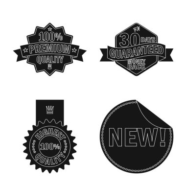 Amblem ve rozet simge vektör Illustration. Web için amblem ve etiket hisse senedi simgesi kümesi.