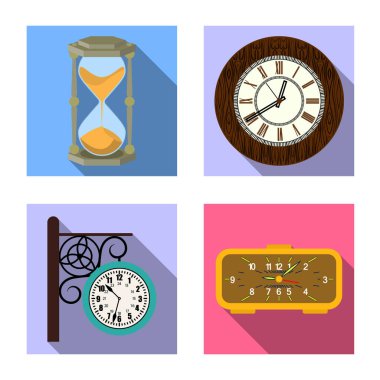 Saat ve saat simge vektör Illustration. Hisse senedi için saat ve daire vektör simge kümesi.