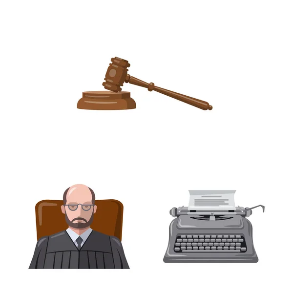 Ilustración vectorial de la ley y el icono del abogado. Colección de la ley y el icono de vector de justicia para la acción . — Vector de stock