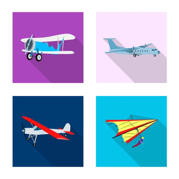 Objek terisolasi pesawat dan ikon transportasi. Collection of plane and sky stock symbol for web . - Stok Vektor
