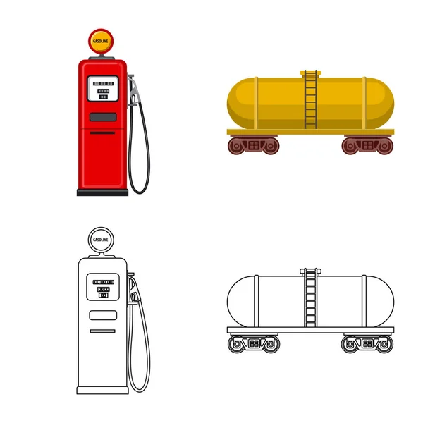Векторная иллюстрация символа нефти и газа. Набор символов запасов нефти и бензина для интернета . — стоковый вектор