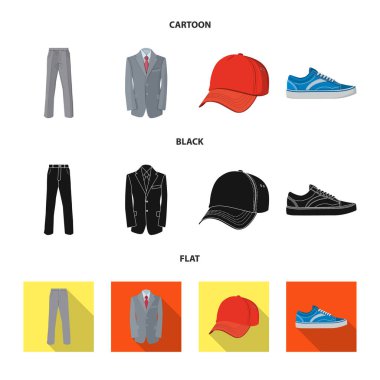 Adam ve giyim simge vektör tasarımı. Adam ayarla ve stok vektör çizim giymek.