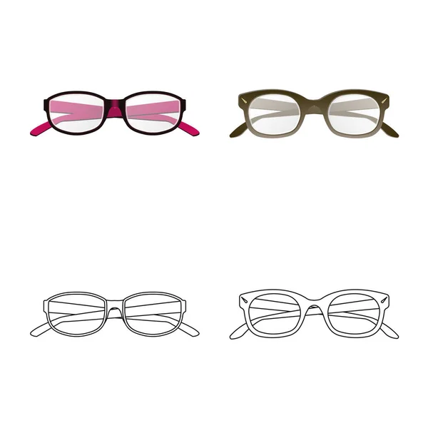 Geïsoleerde object van pictogram bril en frame. Aantal glazen en accessoire voorraad vectorillustratie. — Stockvector
