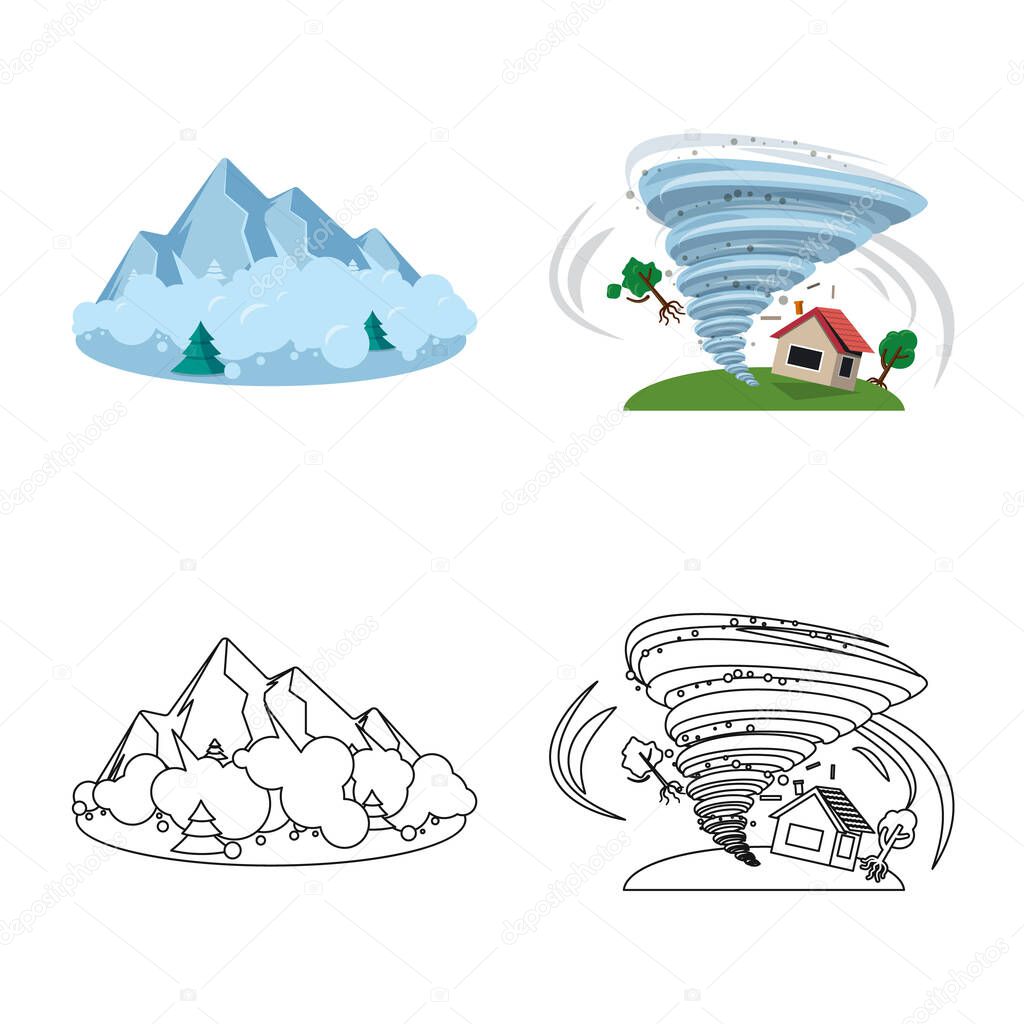Vector design of natural and disaster icon. Set of natural and risk stock vector illustration.