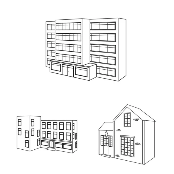 Ilustração vetorial da cidade e logotipo da construção. Coleção de cidade e símbolo de estoque de propriedade de web . —  Vetores de Stock