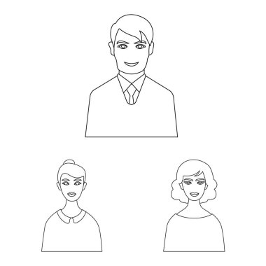 Karakter ve avatar işaretinin vektör çizimi. Web için karakter ve kişi stok sembolü koleksiyonu.