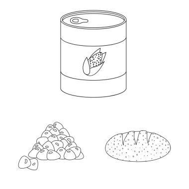 Çiftlik ve ürün sembolünün vektör tasarımı. Stok için çiftlik ve beslenme vektör simgesi koleksiyonu.