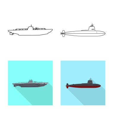 Savaş ve gemi logo vektör tasarımı. Savaş ve hisse senedi için filo vektör ikon koleksiyonu.