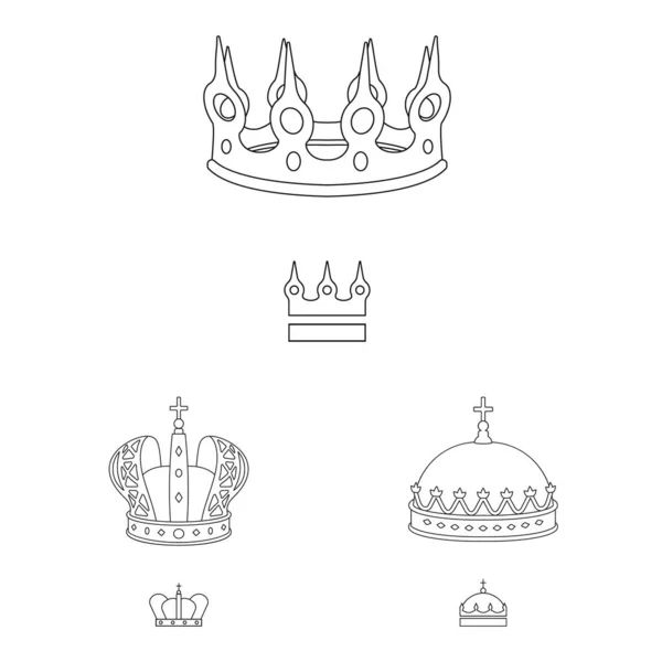 Diseño vectorial de reina y logotipo heráldico. Conjunto de reina y vip símbolo de stock para web . — Archivo Imágenes Vectoriales