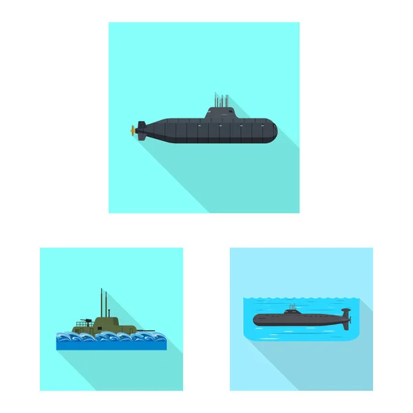 Vektor-Design von militärischen und nuklearen Zeichen. Set von Militär- und Schiffsvektorillustrationen. — Stockvektor