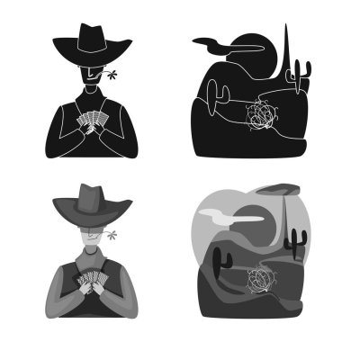 Teksas ve tarih logosunun vektör çizimi. Ağ için Teksas ve kültür sembolleri koleksiyonu.