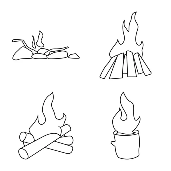 Conception vectorielle de signe chaud et de camp. Collection d'icône vectorielle chaude et extérieure pour stock . — Image vectorielle