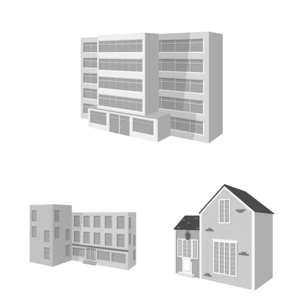 Vector illustratie van architectuur en landgoed icoon. Set van architectuur en woningvoorraad symbool voor web. — Stockvector