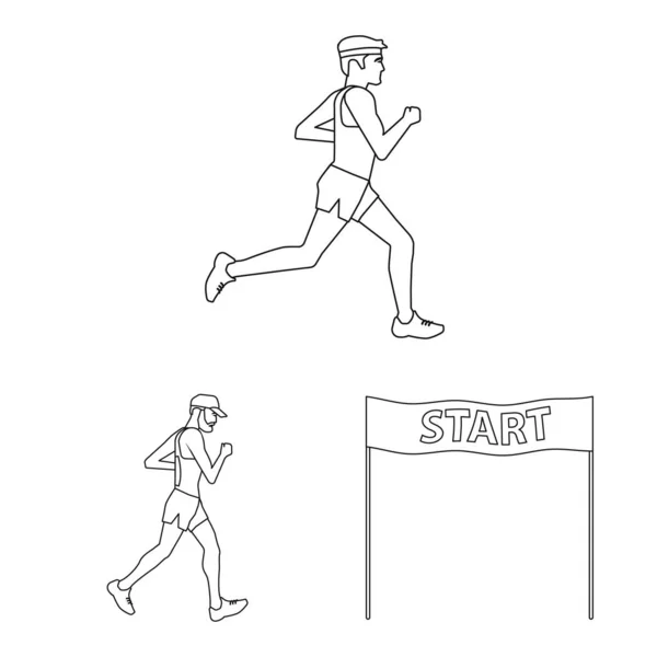 Векторный дизайн упражнений и логотип спринтера. Набор упражнений и символ запаса марафона для сети . — стоковый вектор