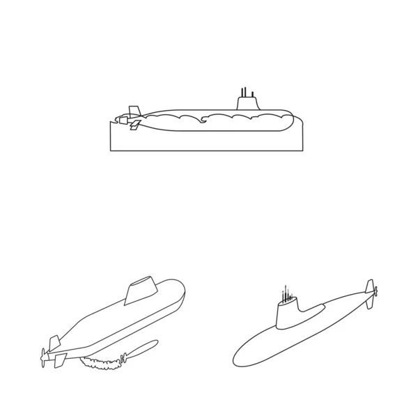 Isolierte Objekt von Boot und Marine Zeichen. Sammlung von Boot und tiefen Vektor-Symbol für Lager. — Stockvektor