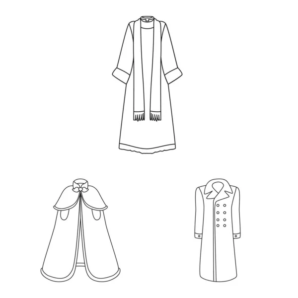 Vektor design av mantel och kläd logotyp. Uppsättning av mantel och tyg Stock symbol för webben. — Stock vektor