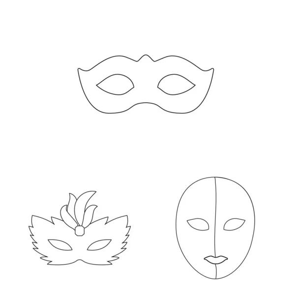 Векторная иллюстрация маскарада и таинственной иконы. Коллекция маскарада и праздничного фондового символа для интернета . — стоковый вектор