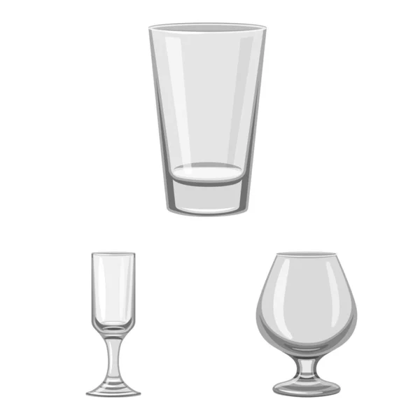 Векторная иллюстрация емкости и символа стеклянной посуды. Набор векторных значков вместимости и ресторана на складе . — стоковый вектор