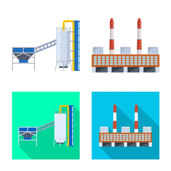 Oggetto isolato di produzione e logo della struttura. Set di icone vettoriali di produzione e tecnologia per magazzino . — Vettoriale Stock