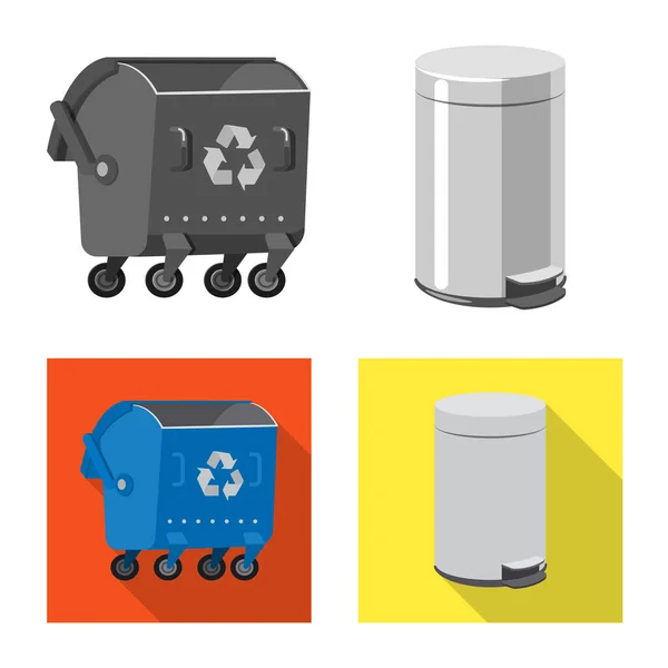 Vektor design av sopor och skräp logotyp. Insamling av avfall och avfallslager vektor illustration. — Stock vektor