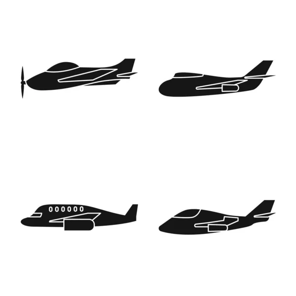 Ilustración vectorial de señales de transporte y navegación. Recogida de material de transporte y aeronave símbolo para web . — Archivo Imágenes Vectoriales