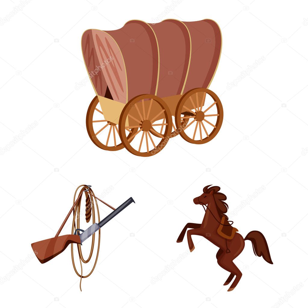 Vector design of wild and west icon. Set of wild and american stock symbol for web.