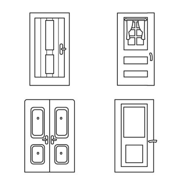 Ev ve tasarım ikonunun vektör illüstrasyonu. Ev ve ofis hisse senedi temsili kümesi.