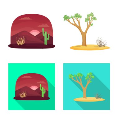 Manzara ve doğa logosunun izole edilmiş bir nesnesi. Peyzaj ve çevre vektörü illüstrasyonu koleksiyonu.