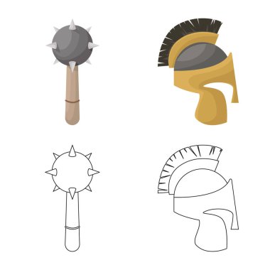 Eski ve kültür sembolüizole nesne. Stok için eski ve rönesans vektör simgesi kümesi.