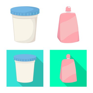 Organik ve laktoz simgesivektör tasarımı. Stok için organik ve çiftlik vektör simgesinin toplanması.