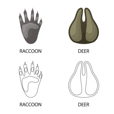 Ayrı bir adım ve yürüyüş sembolü. Adımların ve web için hayvansal sembollerin toplanması.