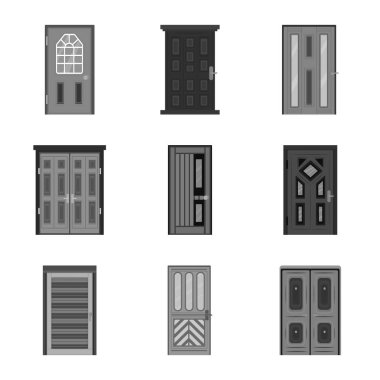 Bina ve ofis tabelasının vektör çizimi. Yapı kümesi ve modern hisse senedi vektörü çizimi.