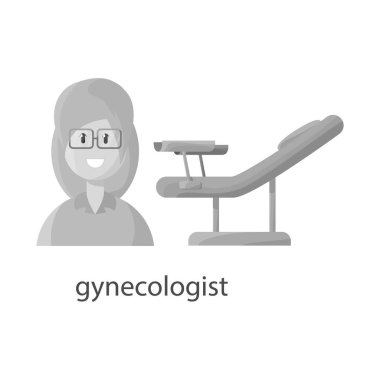 Jinekolog ve jinekoloji sembolünün temsili. Jinekolog ve doktor stok vektör çizimi.