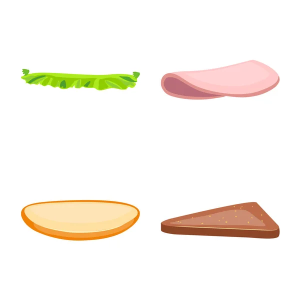 Vektordesign av sandwich og matikon. Samling av symbol for smørbrød og hamburgerlager til web . – stockvektor