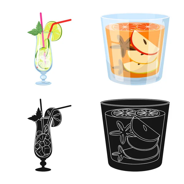 Illustrazione vettoriale dell'icona del liquore e del ristorante. Raccolta di liquori e ingredienti stock symbol per il web . — Vettoriale Stock