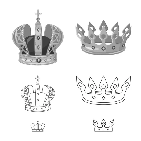 Objet isolé de symbole médiéval et de noblesse. Ensemble de symbole stock médiéval et monarchique pour toile . — Image vectorielle