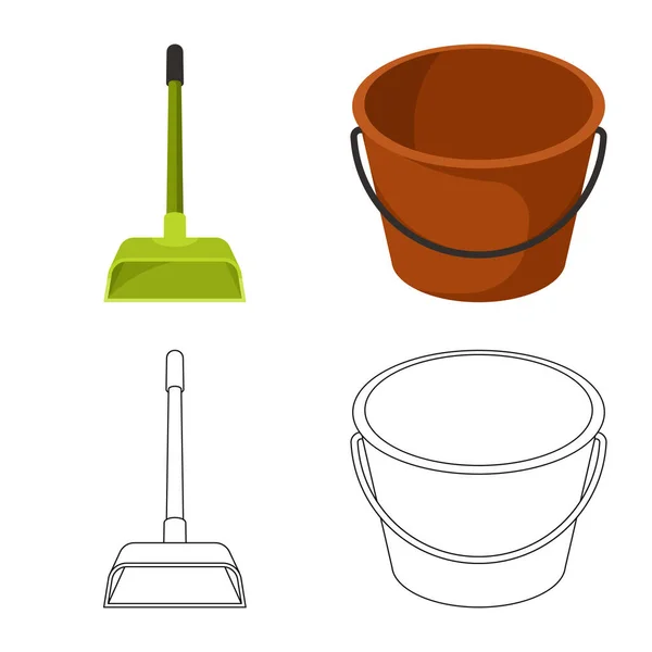 Ilustração vetorial de limpeza e símbolo doméstico. Conjunto de limpeza e lavagem símbolo de estoque para web . —  Vetores de Stock