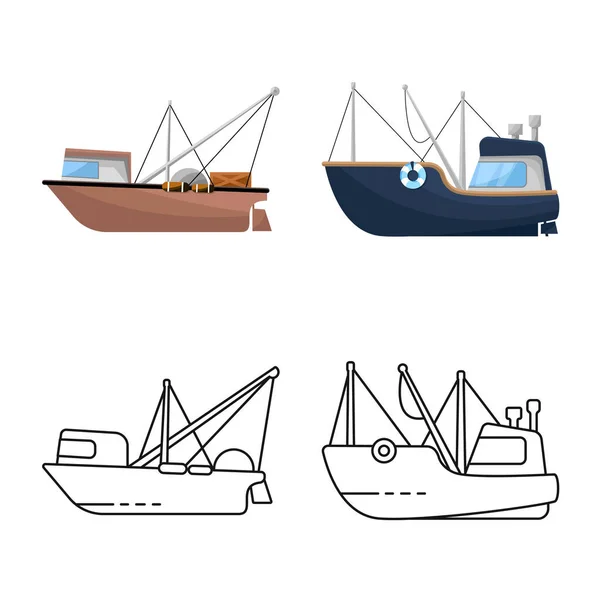 Isolerat objekt av transport och industriell ikon. Uppsättning av transport och Yacht Stock symbol för webben. — Stock vektor