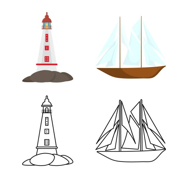 Σχεδίαση διανυσματικών ταξιδιών και χαρακτηριστικά λογότυπο. Σύνολο ταξιδιών και ναυτικών εικονογράφησης. — Διανυσματικό Αρχείο