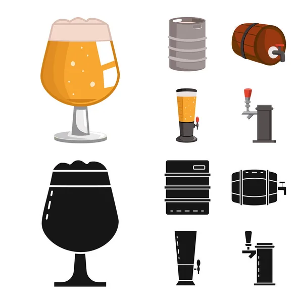 Vektor-Design von Brauerei und Brauersymbol. Set von Brauerei und Zutatenvektorsymbol für Aktien. — Stockvektor