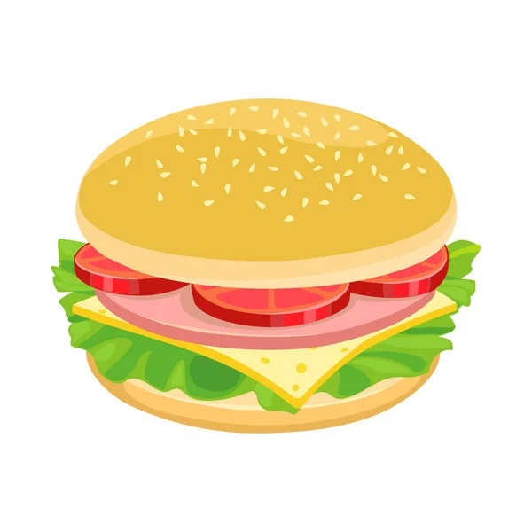 Vektor illustration av bulle och ost ikon. Grafisk bild av bulle och bacon stock symbol för webben. — Stock vektor