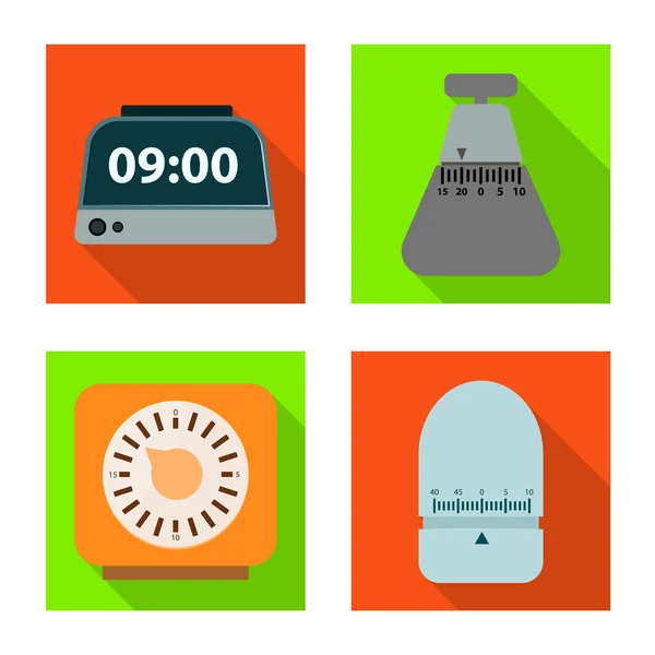 Ilustración vectorial del reloj y el símbolo del equipo. Conjunto de reloj y el conteo de stock de símbolo para web . — Vector de stock