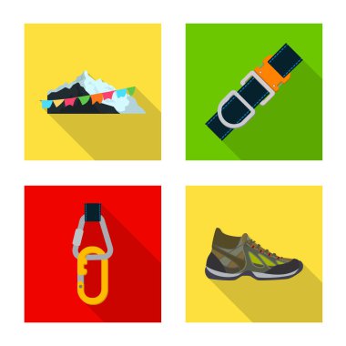 Dağcılık ve tepe simge vektör tasarımı. Kamp ve dağcılık topluluğu hisse senedi için vektör simgesi.