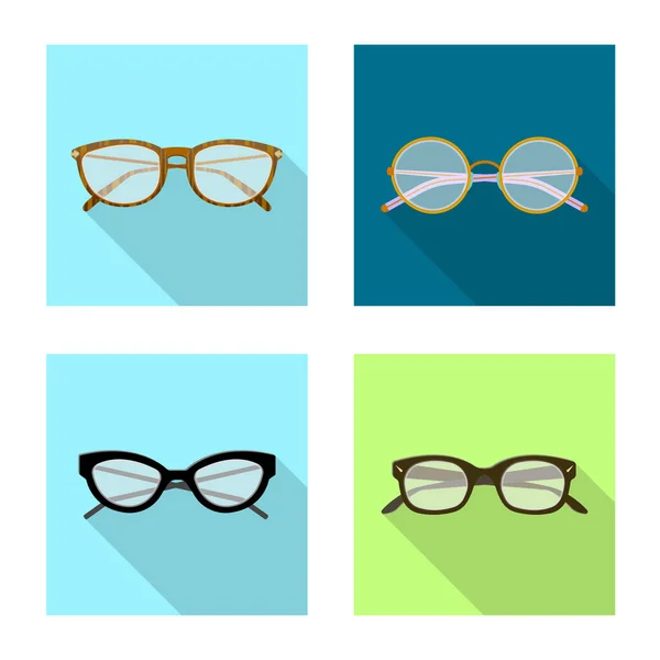 Vektorová design brýlí a rámečku ikony. Sada brýle a příslušenství vektorové ikony pro stock. — Stockový vektor